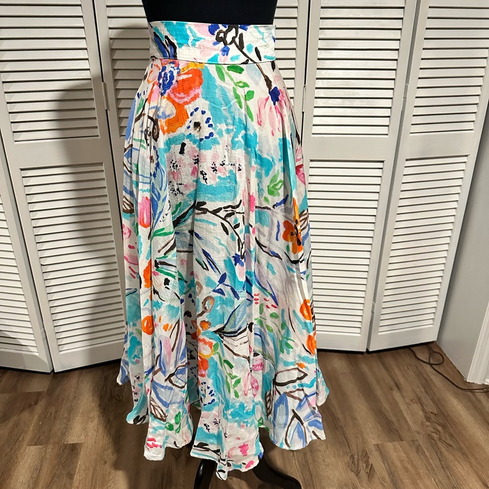 H&M Colorful Floral A-Line Skirt